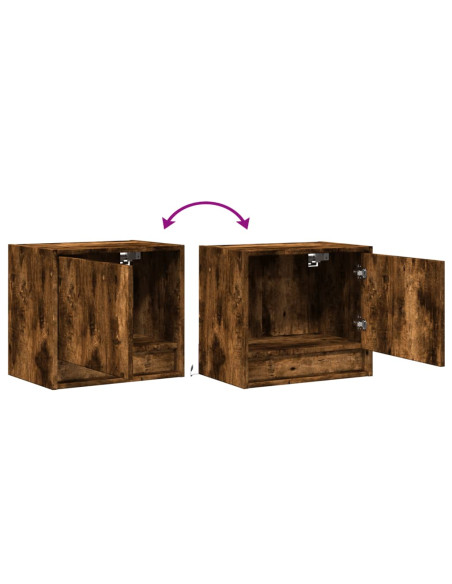 Comodino a Parete con luci LED Rovere Fumo