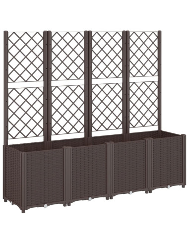 Fioriera da Giardino con Traliccio Marrone 160x40x140 cm in PP