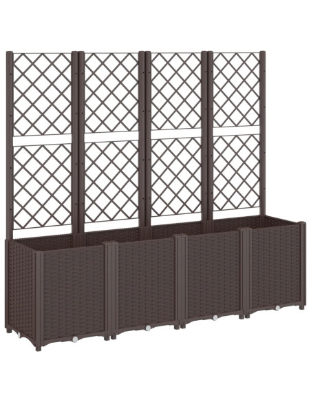 Fioriera da Giardino con Traliccio Marrone 160x40x140 cm in PP