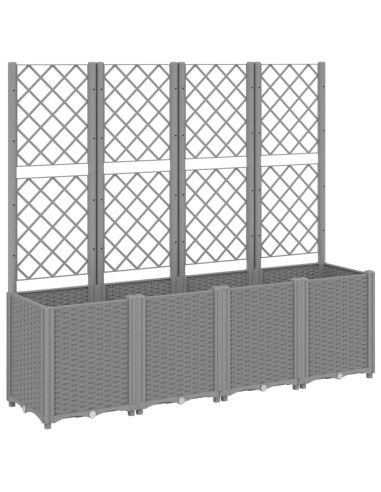 Fioriera Giardino con Traliccio Grigio Chiaro 160x40x140 cm PP