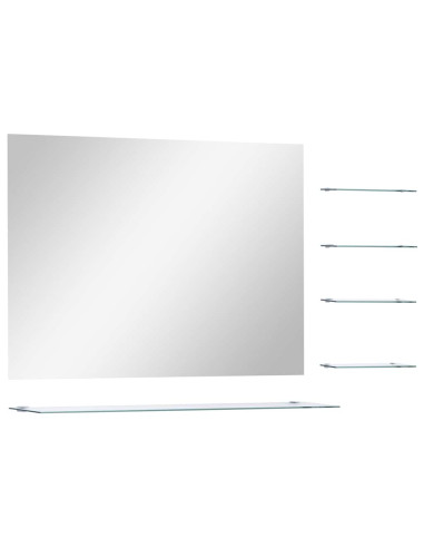 Specchio da Parete con 5 Mensole Argento 80x60 cm