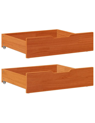 Cassettoni per Letto 2pz Marrone Cera 65x55x17 cm Legno di Pino
