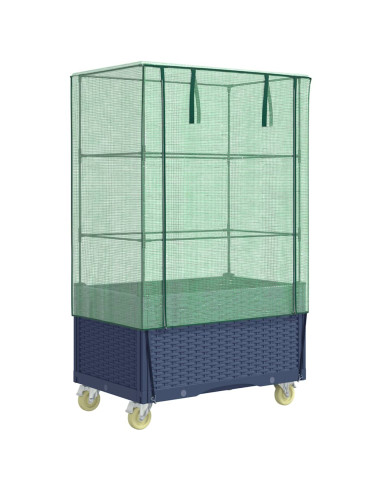 Letto Rialzato con Copertura e Ruote Effetto Rattan 80x50x182cm