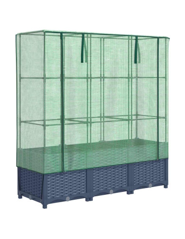 Letto Rialzato con Copertura Serra Effetto Rattan 120x40x138 cm