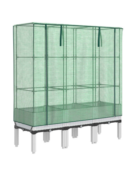 Letto Rialzato con Copertura Serra Effetto Rattan 120x40x140 cm