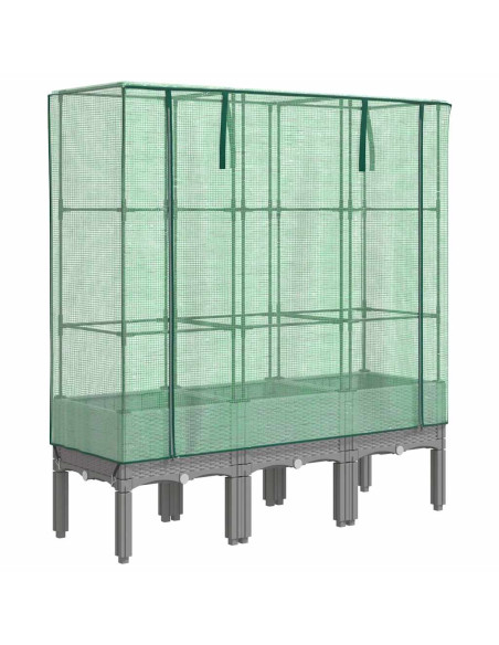 Letto Rialzato con Copertura Serra Effetto Rattan 120x40x140 cm