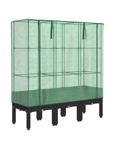 Letto Rialzato con Copertura Serra Effetto Rattan 120x40x140 cm