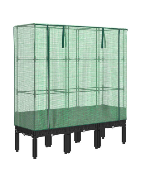 Letto Rialzato con Copertura Serra Effetto Rattan 120x40x140 cm