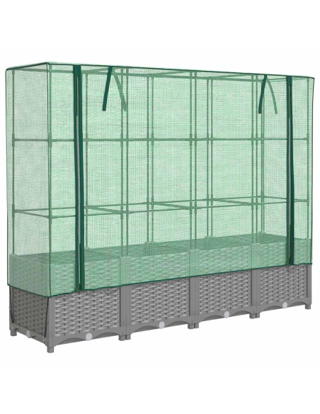 Letto Rialzato con Copertura Serra Effetto Rattan 160x40x138 cm