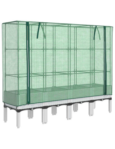 Letto Rialzato con Copertura Serra Effetto Rattan 160x40x140 cm