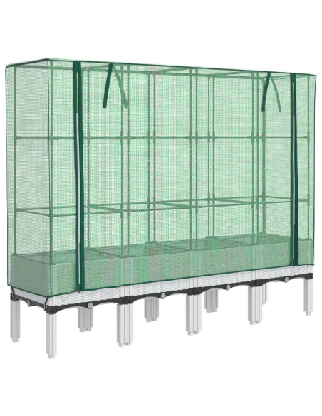 Letto Rialzato con Copertura Serra Effetto Rattan 160x40x140 cm