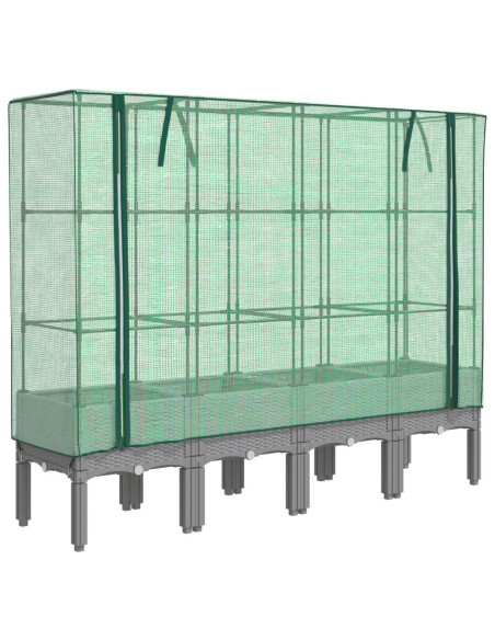 Letto Rialzato con Copertura Serra Effetto Rattan 160x40x140 cm