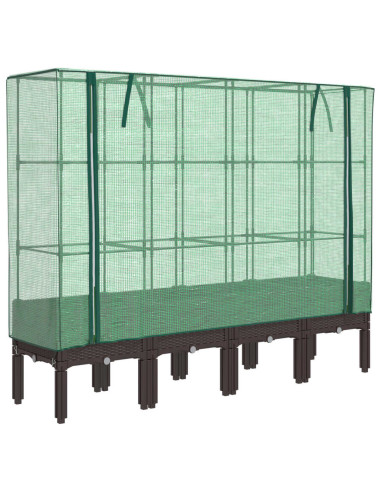 Letto Rialzato con Copertura Serra Effetto Rattan 160x40x140 cm