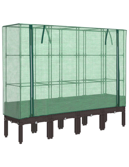 Letto Rialzato con Copertura Serra Effetto Rattan 160x40x140 cm