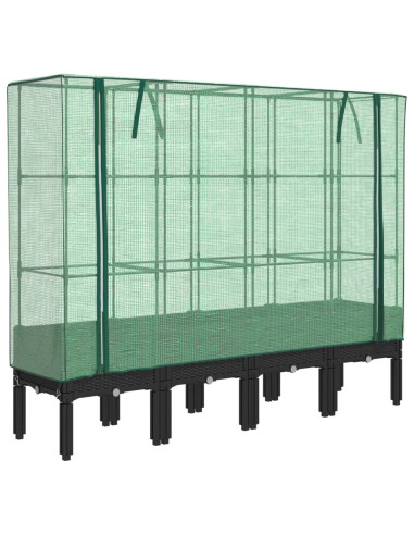 Letto Rialzato con Copertura Serra Effetto Rattan 160x40x140 cm