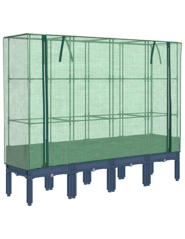 Letto Rialzato con Copertura Serra Effetto Rattan 160x40x140 cm