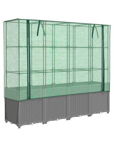 Letto Rialzato con Copertura Serra Effetto Rattan 160x40x153 cm