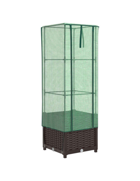 Letto Rialzato con Copertura Serra Effetto Rattan 40x40x139 cm