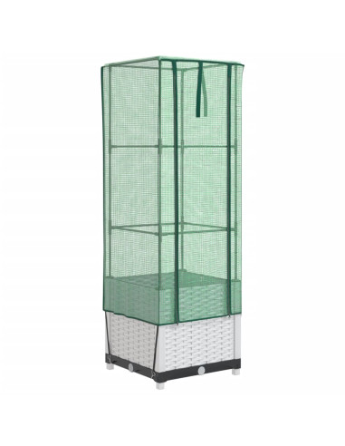 Letto Rialzato con Copertura Serra Effetto Rattan 40x40x139 cm