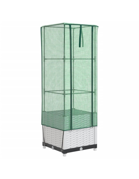 Letto Rialzato con Copertura Serra Effetto Rattan 40x40x139 cm