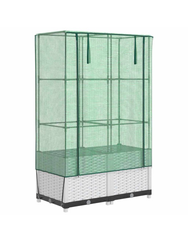 Letto Rialzato con Copertura Serra Effetto Rattan 80x40x138 cm