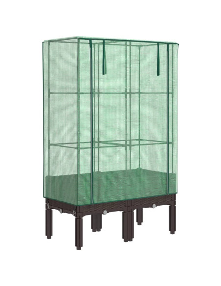 Letto Rialzato con Copertura Serra Effetto Rattan 80x40x140 cm