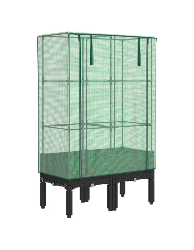 Letto Rialzato con Copertura Serra Effetto Rattan 80x40x140 cm