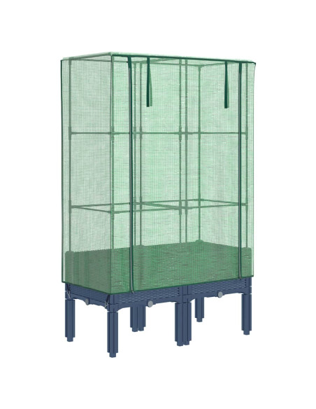 Letto Rialzato con Copertura Serra Effetto Rattan 80x40x140 cm