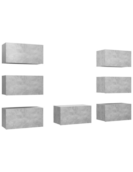 Mobili Porta TV 7 pz Grigio Cemento 30,5x30x60 cm Multistrato
