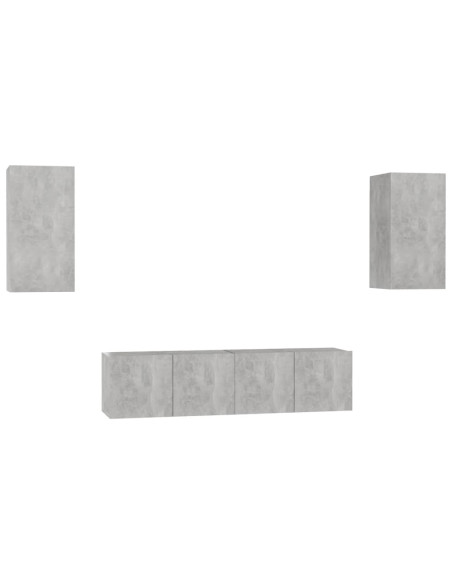 Set di Mobili Porta TV 4 pz Grigio Cemento in Legno Multistrato
