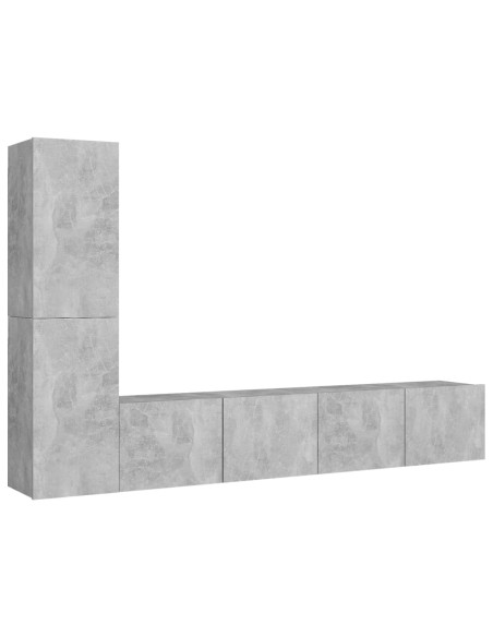 Set di Mobili Porta TV 4 pz Grigio Cemento in Legno Multistrato