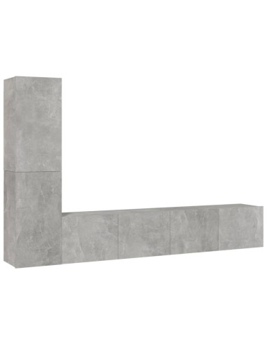 Set di Mobili Porta TV 4 pz Grigio Cemento in Legno Multistrato