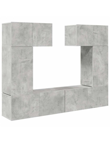 Set di Mobili Porta TV 6 pz Grigio Cemento in Legno Multistrato