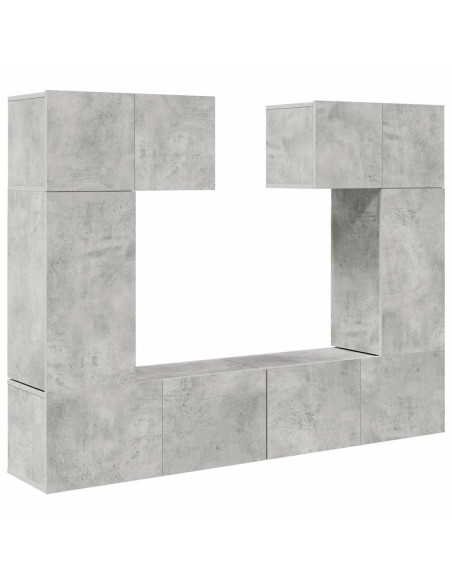 Set di Mobili Porta TV 6 pz Grigio Cemento in Legno Multistrato