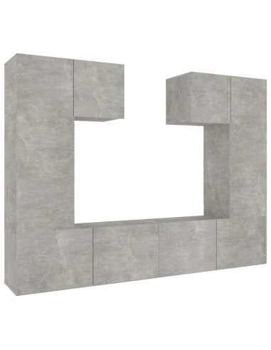 Set di Mobili Porta TV 6 pz Grigio Cemento in Legno Multistrato