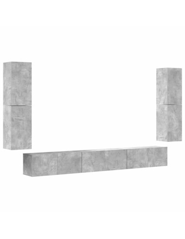 Set di Mobili Porta TV 7 pz Grigio Cemento in Legno Multistrato