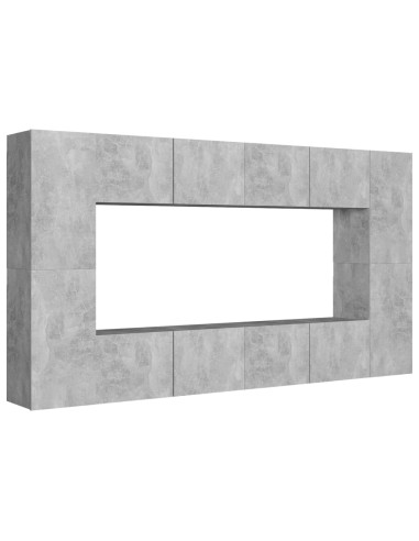 Set di Mobili Porta TV 8 pz Grigio Cemento in Legno Multistrato