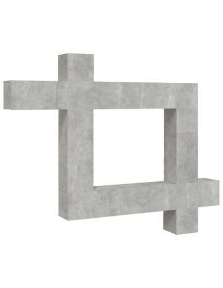 Set di Mobili Porta TV 9 pz Grigio Cemento in Legno Multistrato