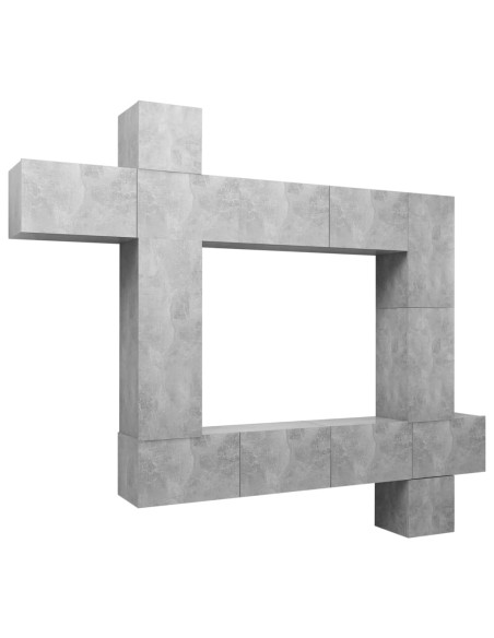 Set di Mobili Porta TV 9 pz Grigio Cemento in Legno Multistrato