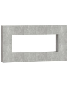 Set Mobili Porta TV 8pz Grigio Cemento in Legno Multistrato