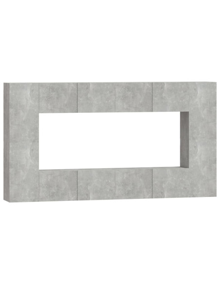 Set Mobili Porta TV 8pz Grigio Cemento in Legno Multistrato