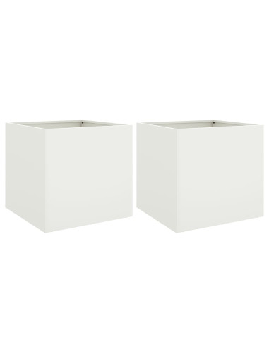 Fioriere 2 pz Bianche 49x47x46 cm in Acciaio