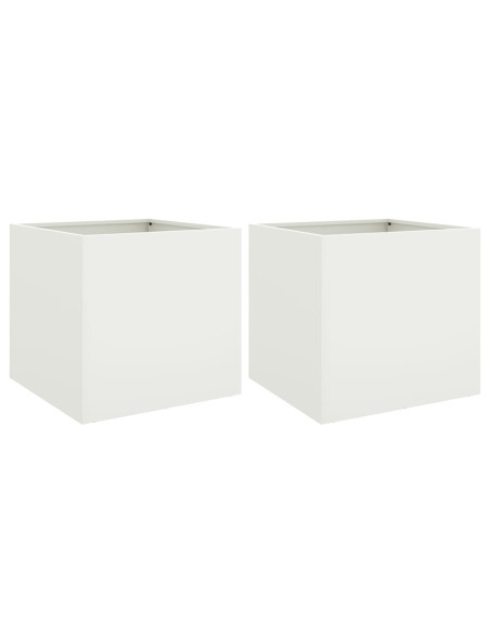 Fioriere 2 pz Bianche 49x47x46 cm in Acciaio