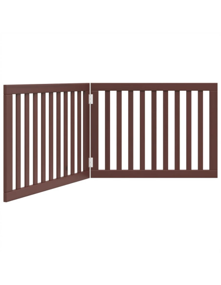 Cancello Cani Pieghevole 2 Pannelli Marrone 160cm Legno Pioppo