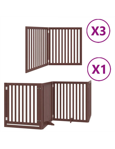 Cancello Cani Porta Pieghevole Marrone 10 Pannelli 800cm Pioppo