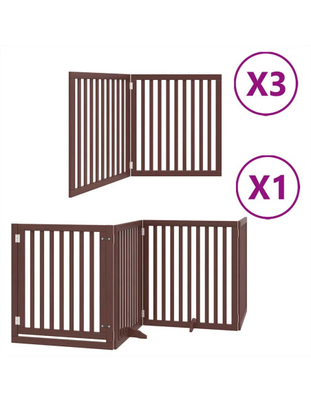 Cancello Cani Porta Pieghevole Marrone 10 Pannelli 800cm Pioppo