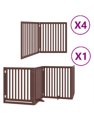 Cancello Cani Porta Pieghevole Marrone 12 Pannelli 960cm Pioppo