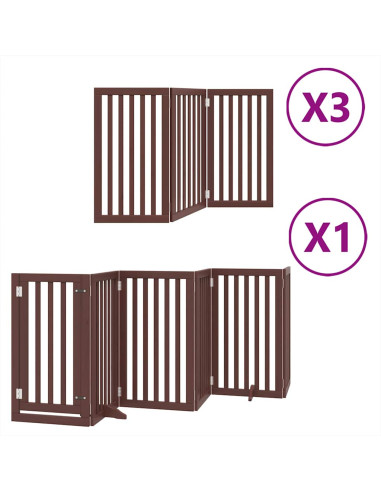 Cancello Cani Porta Pieghevole Marrone 15 Pannelli 750cm Pioppo