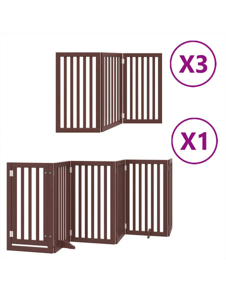 Cancello Cani Porta Pieghevole Marrone 15 Pannelli 750cm Pioppo