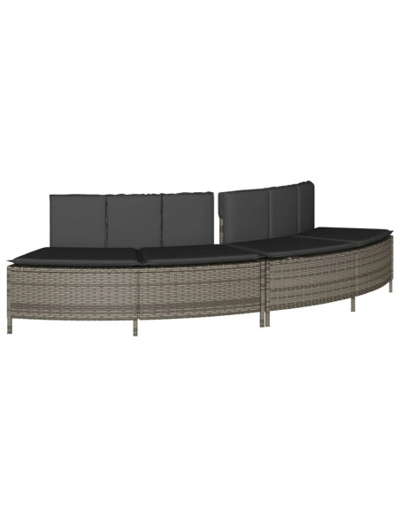 Panche Vasca Idromassaggio con Cuscini 2pz in Polyrattan Grigio